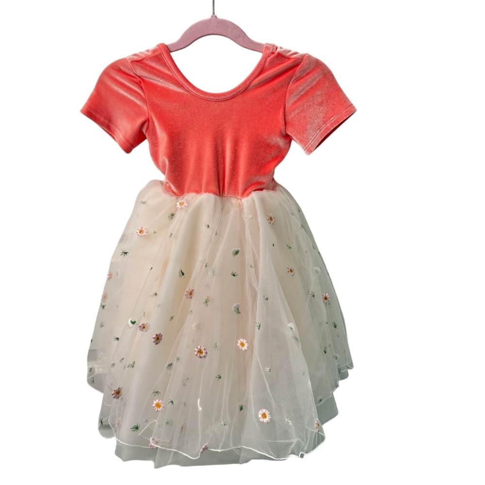 HTF NWT Pleiades Coral Daisy Dress Sz 3T